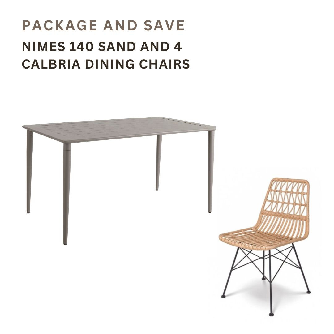 Nimes 140 Sand and 4 Calbria Dining Chairs Product Image